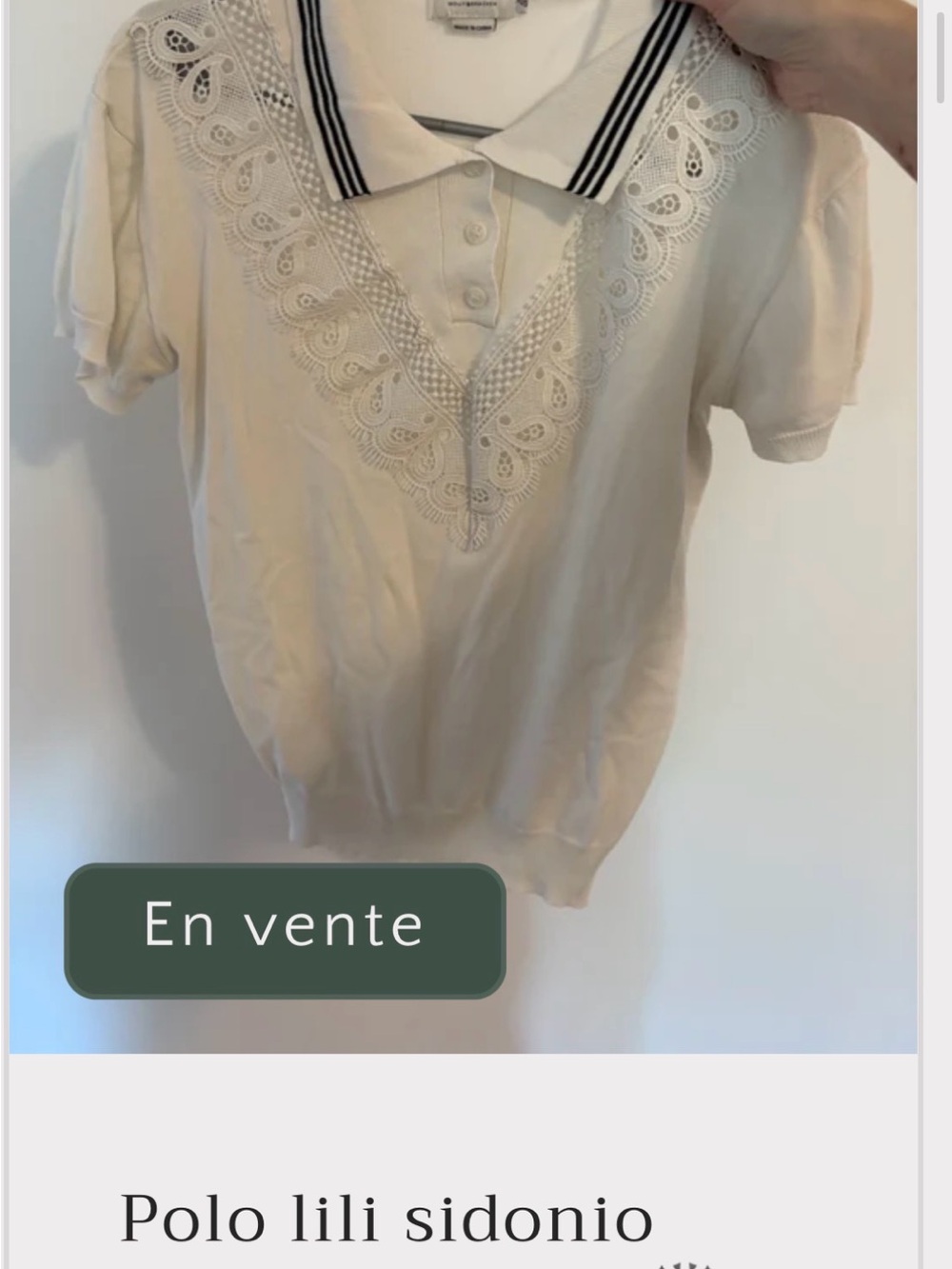 Lace-Trim Polo Shirt in Cream